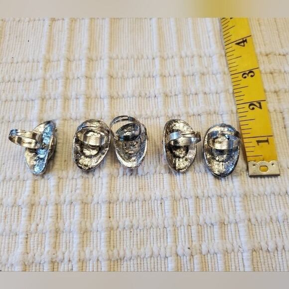 Bundle of jeweled statement glam adjustable rings lot - Picture 2 of 2